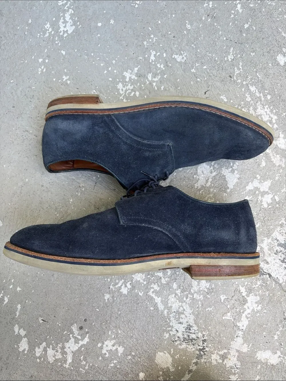Allen Edmonds Nomad blue suede lace ups